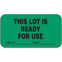 PDC Healthcare Pre-Printed Label PDC® Advisory Label Green Paper THIS LOT IS READY FOR USE/DATE__INIT__ Black Alert Label 7/8 X 1-5/8 Inch - M-993720-4444 - Roll of 1000
