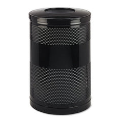Rubbermaid® Commercial Classics Perforated Open Top Receptacle, Round, Steel, 51 gal, Black