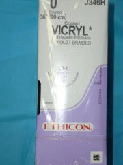 Suture with Needle Coated Vicryl Absorbable Coated Violet Suture Braided Polyglactin 910 Size 0 36 Inch Suture 1-Needle 36 mm Length 1/2 Circle Taper Point Needle