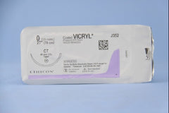Suture with Needle Coated Vicryl Absorbable Coated Violet Suture Braided Polyglactin 910 Size 0 27 Inch Suture 1-Needle 40 mm Length 1/2 Circle Taper Point Needle
