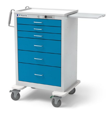 Waterloo Industries Anesthesia Cart Steel 24.5 X 29 X 46.5 Inch Electric Blue 16.5 X 22 Inch, Drawer Height: Three 3 Inch Drawer, Three 6 Inch Drawer, One 9 Inch Drawer