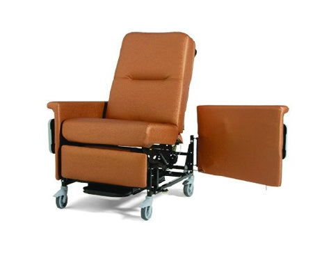 Champion Manufacturing Bariatric Transport Manual Recliner 868 Series Colonial Blue 5 Inch Thermoplastic Casters