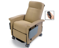 Champion Manufacturing Medical Transport Power Recliner Ascent 65 Series Navy Blue Vinyl 4 Inch Thermalplastic Casters