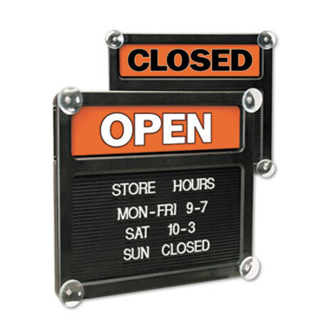 Headline® Sign Double-Sided Open/Closed Sign w/Plastic Push Characters, 14 3/8 x 12 3/8