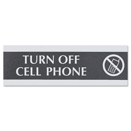 Headline® Sign Century Series Office Sign,TURN OFF CELL PHONE, 9 x 3