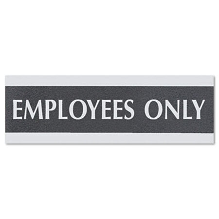 Headline® Sign Century Series Office Sign, EMPLOYEES ONLY, 9 x 3, Black/Silver