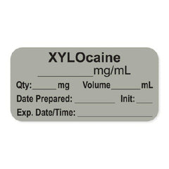 Precision Dynamics Drug Label PDC® Anesthesia Label Xylocaine _mg/mL Qty: _mg Volume_mL Gray 3/4 X 1-1/2 Inch - M-996691-1591 - Roll of 500