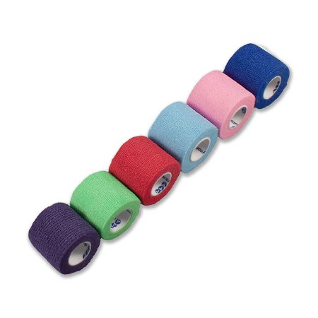Dynarex Cohesive Bandage Sensi-Wrap 2 Inch X 5 Yard Standard Compression Self-adherent Closure Red / Green / Purple / Dark Blue / Pink / Light Blue NonSterile