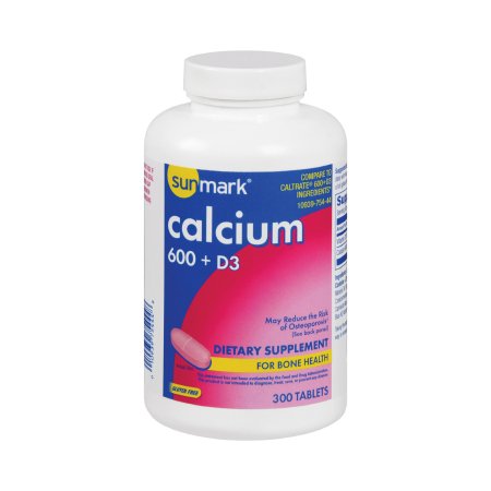 Joint Health Supplement sunmark® Calcium / Vitamin D3 600 mg - 800 IU Strength Tablet 300 per Box