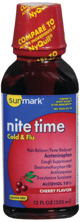 Cold and Cough Relief sunmark® 650 mg - 30 mg - 12.5 mg / 30 mL Strength Liquid 12 oz.