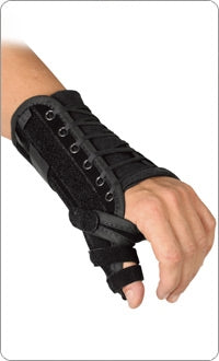 Breg Thumb Brace Breg® Adult One Size Fits Most Single Pull-Lace Closure / Hook and Loop Strap Closure Right Hand Black