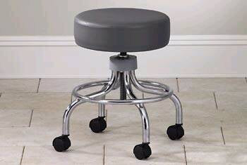 Clinton Industries Base Stool Chrome Series Backless Spin Lift Height Adjustment 4 Casters Warm Gray