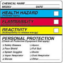 Precision Dynamics Pre-Printed Label PDC® Warning Label White Paper Health Hazard Flammability Reactivity Personal Protection Color Block Caution 2-1/4 X 2-1/4 Inch - M-999434-2709 - Roll of 1