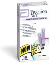 Abbott Blood Ketone Test Strips Precision Xtra® 10 Strips per Box 10 second test time and 1.5 microliters blood sample size For Ketone Precision Meters