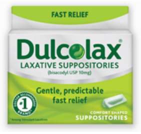 Novartis Laxative Dulcolax® Suppository 8 per Box 10 mg Strength Bisacodyl USP