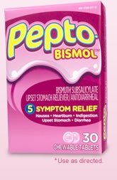 Procter & Gamble Anti-Diarrheal Pepto Bismol® 262 mg Strength Chewable Tablet 30 per Box