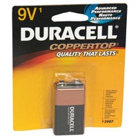 Procter & Gamble Alkaline Battery Duracell® Coppertop® 9V Cell 9V Disposable 1 Pack - M-736432-2452 - Each