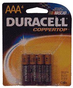 Procter & Gamble Alkaline Battery Duracell® Coppertop® AAA Cell 1.5V Disposable 4 Pack - M-736435-2903 - Pack of 4