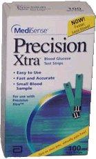 Abbott Blood Glucose Test Strips Precision Xtra® 100 Strips per Box 0.6 Microliter Sample Size , 5 Second Test Time For Precision Xtra Pro Meter