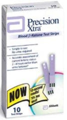 Abbott Blood Ketone Test Strips Precision Xtra® 10 Strips per Box 0.6 Microliter Sample Size , 5 Second Test Time For Ketone Precision Meters