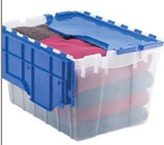 Akro-Mils Attached Lid Container KeepBox™ Clear / Blue Industrial Grade Polymers 12-1/2 X 15-1/4 X 21-1/2 Inch - M-542151-4611 - CT/6