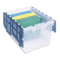 Akro-Mils Attached Lid Container KeepBox™ Clear / Blue Industrial Grade Polymers 12-1/2 X 15-1/4 X 21-1/2 Inch - M-683968-1410 - Case of 6