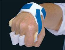 Alimed Palm Guard with Finger Separators AliMed® Fleece / Foam Right Hand Blue / White One Size Fits Most