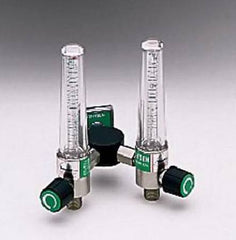 Allied Healthcare Timeter® Sure Grip Oxygen Flowmeter Dual with T Bar 0 - 15 LPM DISS Outlet DISS Hand Tight Adapter