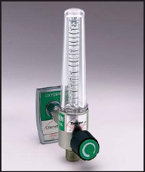 Allied Healthcare Timeter® Sure Grip Oxygen Flowmeter Single 0 - 15 LPM DISS Outlet Chemetron Adapter