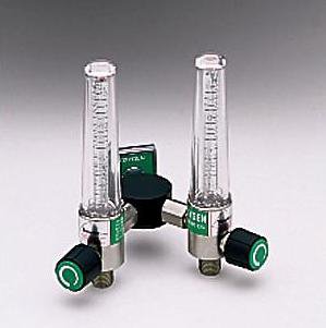 Allied Healthcare Timeter® Sure Grip Oxygen Flowmeter Dual with Y Bar 0 - 15 LPM DISS Outlet Chemetron Adapter