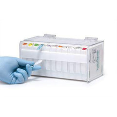 MarketLab Small Label Box Dispenser with Slotted Front Adjustable Label Box Dispenser • 10"W x 5.5"D x 5.125"H ,1 Each - Axiom Medical Supplies