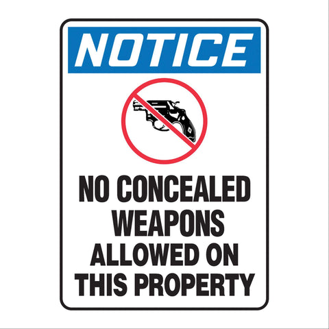 Aluminum Concealed Weapons Sign 7"W x 10"H • Aluminum ,1 Each - Axiom Medical Supplies