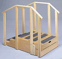 Bailey Training Stairs with Bus Step 3 Steps and 2 Steps 30 X 40 X 55 Inch / 24 X 30 Inch Platform Black / Natural