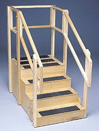 Bailey Training Stairs with Bus Step 4 Steps 30 X 54 X 55 Inch / 24 X 30 Inch Platform Black / Natural
