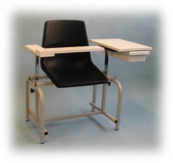 Brandt Industries Blood Drawing Chair with Drawer Double Adjustable Armrests / Interchangeable Neutral Gray
