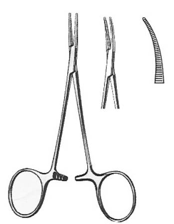 BR Surgical Hemostatic Forceps HerMann Medizintechnik Halsted-Mosquito 5 Inch Length Surgical Grade Titanium NonSterile Ratchet Lock Finger Ring Handle Curved Micro Tips - M-494936-1943 - Each