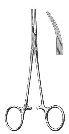 BR Surgical Hemostatic Forceps HerMann Medizintechnik Providence Hospital 5-1/2 Inch Length Surgical Grade Titanium NonSterile Ratchet Lock Finger Ring Handle Curved Blunt Serrated Tips - M-669294-4623 - Each