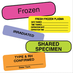 Blood Bank Labels "FRESH FROZEN PLASMA" • Fluorescent orange with black text and blank areas to be filled in • 3.5"W x 0.875"H ,1000 / pk - Axiom Medical Supplies