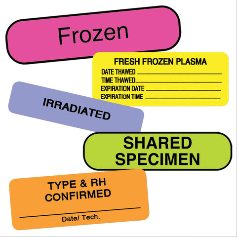 Blood Bank Labels "Type &amp; RH Confirmed" • FL Orange • 2"W x 0.75"H ,470 / pk - Axiom Medical Supplies