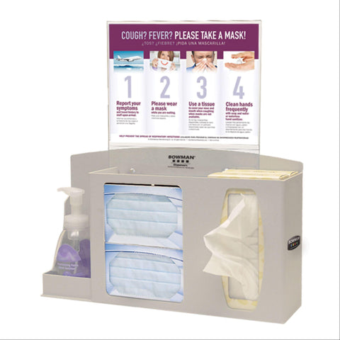 Bowman ABS Basic Hygiene Center With Portrait Sign • 17.9"W x 4.45"D x 22.3"H ,1 Each - Axiom Medical Supplies