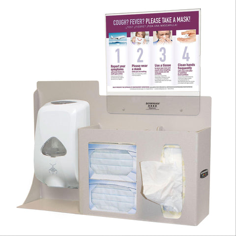 Bowman ABS Touchless Hygiene Center With Lock • 22.25"W x 5"D x 14.75"H ,1 Each - Axiom Medical Supplies