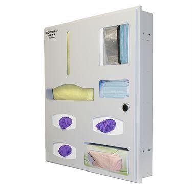 Bowman Recessed Isolation Station with Shelf Bowman Recessed Isolation Station with Shelf • 24.36"W x 4.77"D x 27.65"H ,1 Each - Axiom Medical Supplies