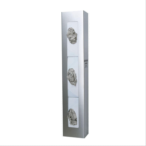 Bowman Stainless Steel Vertical Glove Box Dispenser Triple • 5.5"W x 3.94"D x 30.04"H ,1 Each - Axiom Medical Supplies