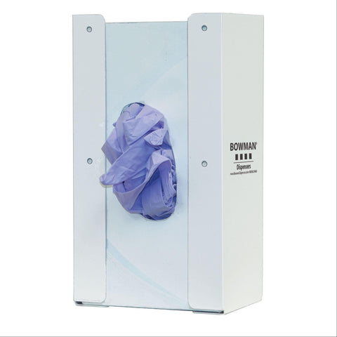 Bowman White Steel Cabinet Mount Single Glove Box Dispenser White Steel Cabinet Mount • 5.6"W x 3.8"D x 10"H ,1 Each - Axiom Medical Supplies