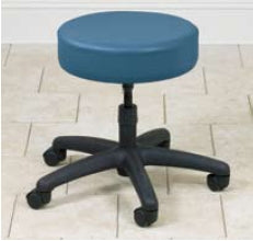 Clinton Industries Exam Stool Value Series Backrest Pneumatic Height Adjustment, High Height 5 Casters Black