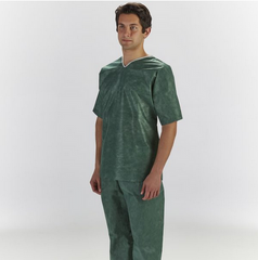 Graham Medical Products Scrub Shirt 4/5X-Large Green / White Without Pockets Short Sleeve Unisex - M-1135012-1960 - Case of 30