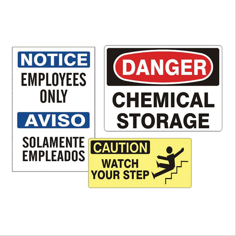 Caution and Danger Signs Aluminum Caution Watch Your Step Sign • 12"W x 5"L ,1 Each - Axiom Medical Supplies