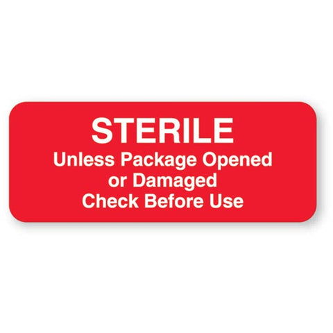 Central Sterile Labels Sterile Unless Opened Labels • Red • 2.25"W x 0.875"H ,420 / roll - Axiom Medical Supplies