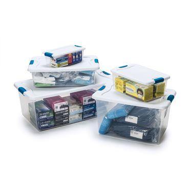 Clear Latchable Boxes 23.75"L x 16"W x 6.875"H • 32qt/30l ,2 / pk - Axiom Medical Supplies