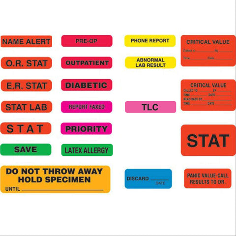 Clerical Medical Labels MarketLab STAT Lab Label, Flouresecent Orange PK1000 ,1000 / pk - Axiom Medical Supplies